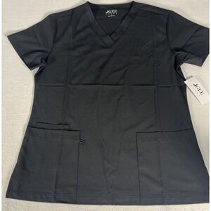 JGEE Sport Women's Scrub Top Medium Black V-Neck 3 Pocket NWT Uniform Top